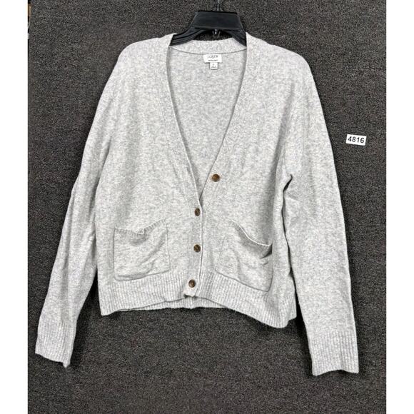 J Crew V-neck cardigan sweater in extra-soft yarn Womens Size L Gray Style BB081 - Picture 1 of 8